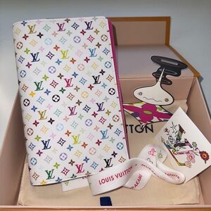Louis Vuitton Murakami Notebook Cover With Stickers & Ribbon